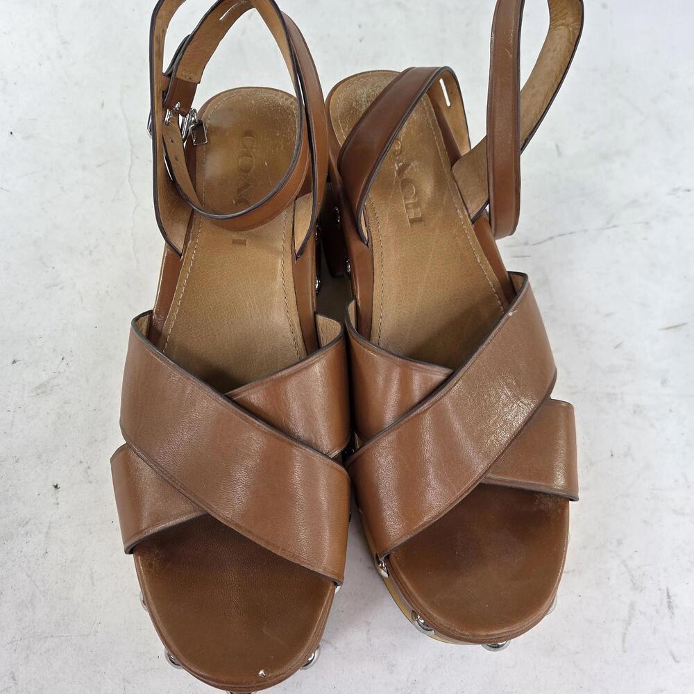 Coach Astor Studded Platform Wedge Sandals Heels 7 B - Picture 7 of 11